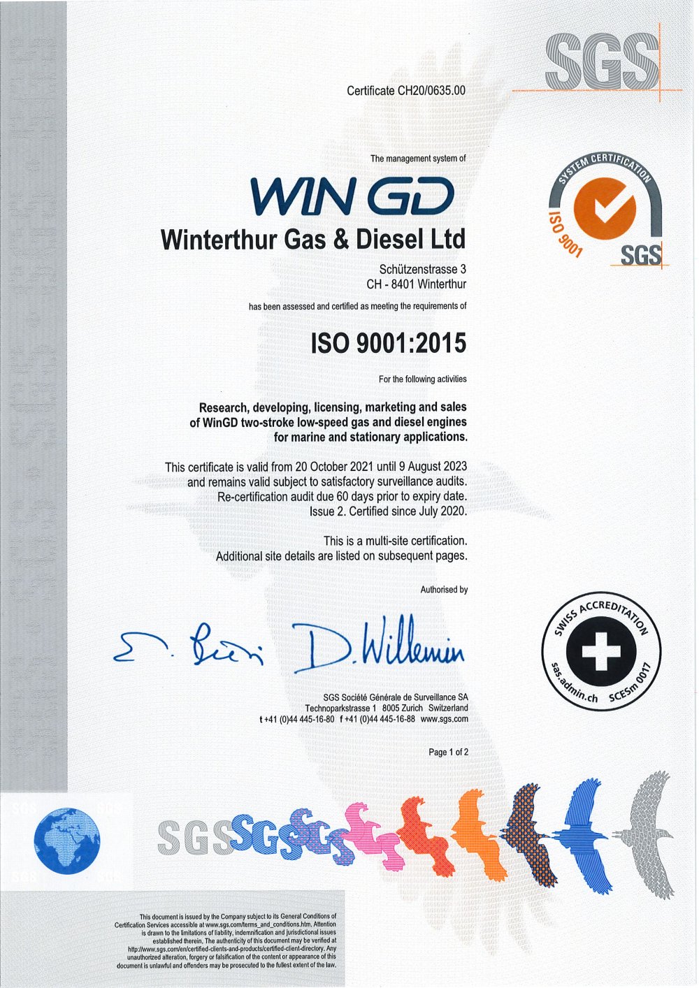 SGS Quality, Environmental and Occupational Health and Safety Management System Certificate